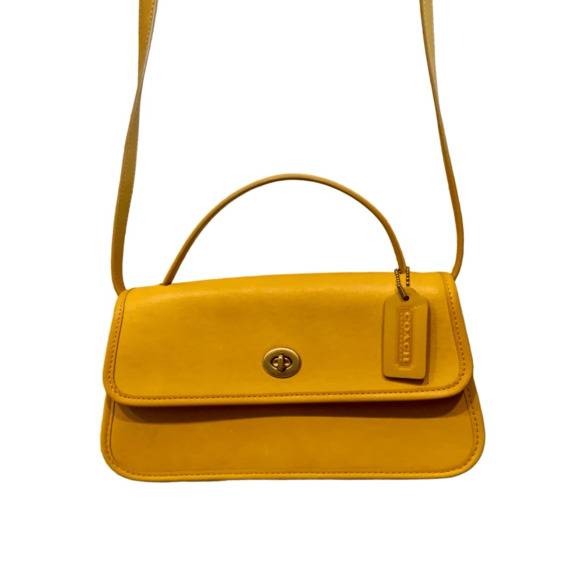 Coach Yellow Turnlock Clutch Top Handle Crossbody Bag - Picture 3 of 12